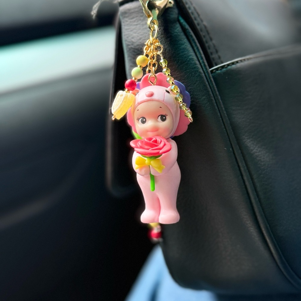 Pink Bear Keychain Charm